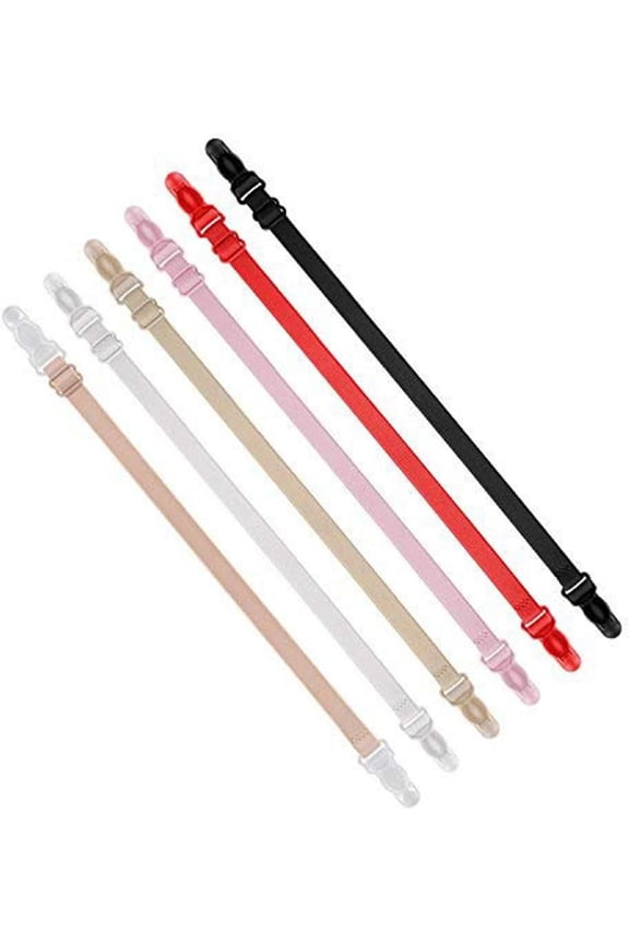 Non-Slip Adjustable Women's Bra Strap Clips Holder - Concealing White Red Purple Black Flesh Color Creamy-White