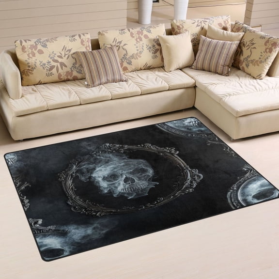 Non-Slip Area Rug 31"x20" Indoor Washable Floor Mats Carpet Printed for Living Room, Bedroom, Home Decor A Skull
