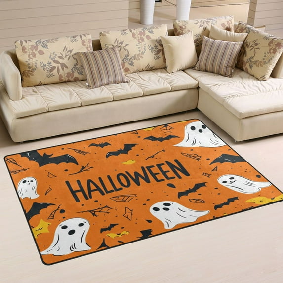 Non-Slip Area Rug 31"x20" Indoor Washable Floor Mats Carpet Printed for Living Room, Bedroom, Home Decor A Spooky Halloween-themed