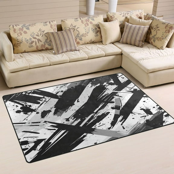 Non-Slip Area Rug 31"x20" Indoor Washable Floor Mats Carpet Printed for Living Room, Bedroom, Home Decor Abstract Brush Strokes