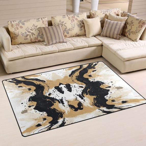 Non-Slip Area Rug 31"x20" Indoor Washable Floor Mats Carpet Printed for Living Room, Bedroom, Home Decor Brown and Black Pattern