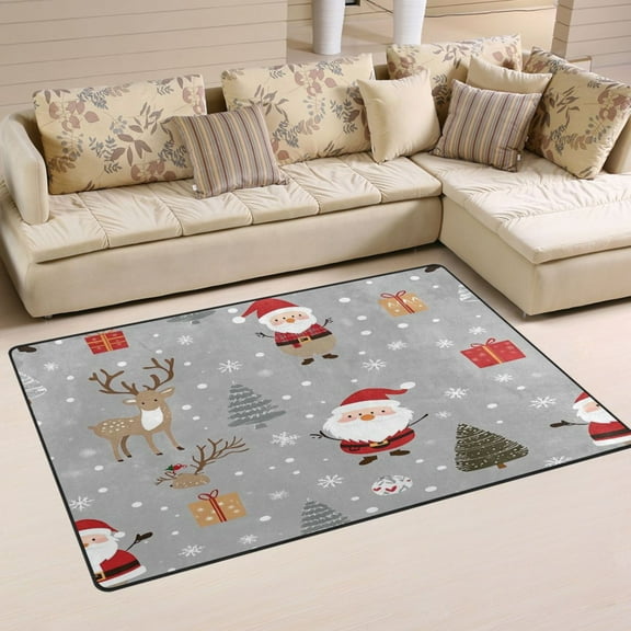 Non-Slip Area Rug 31"x20" Indoor Washable Floor Mats Carpet Printed for Living Room, Bedroom, Home Decor Cartoon-style Christmas Characters