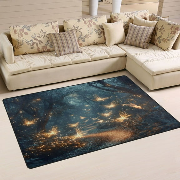 Non-Slip Area Rug 31"x20" Indoor Washable Floor Mats Carpet Printed for Living Room, Bedroom, Home Decor Fantasy Forest at Night