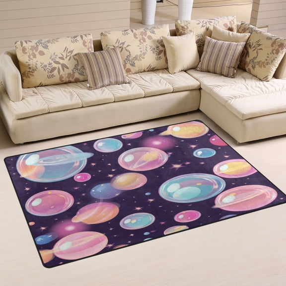 Non-Slip Area Rug 31"x20" Indoor Washable Floor Mats Carpet Printed for Living Room, Bedroom, Home Decor Floating Bubbles Pattern