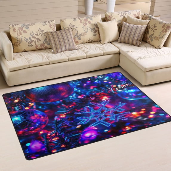 Non-Slip Area Rug 31"x20" Indoor Washable Floor Mats Carpet Printed for Living Room, Bedroom, Home Decor Glittery Ornaments