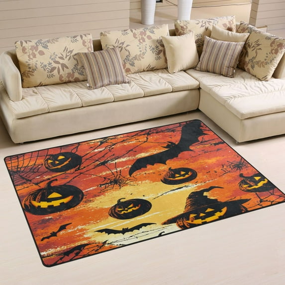 Non-Slip Area Rug 31"x20" Indoor Washable Floor Mats Carpet Printed for Living Room, Bedroom, Home Decor Halloween Themed Pattern