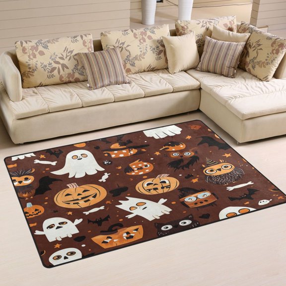 Non-Slip Area Rug 31"x20" Indoor Washable Floor Mats Carpet Printed for Living Room, Bedroom, Home Decor Halloween-themed Pattern