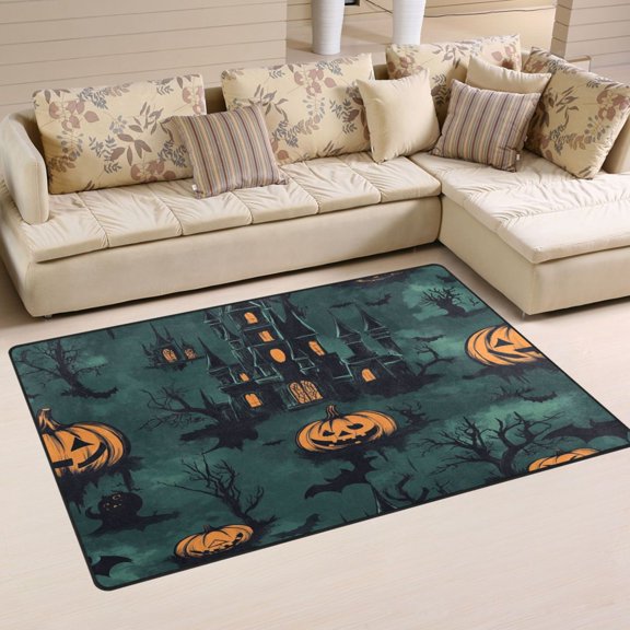 Non-Slip Area Rug 31"x20" Indoor Washable Floor Mats Carpet Printed for Living Room, Bedroom, Home Decor Halloween-themed