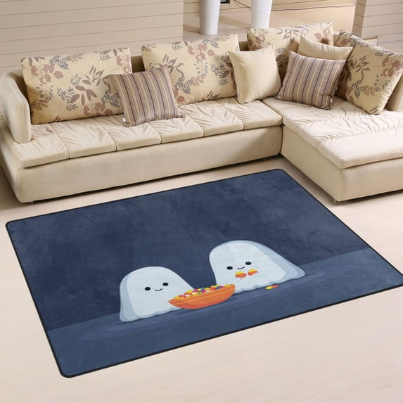 Non-Slip Area Rug 31"x20" Indoor Washable Floor Mats Carpet Printed for Living Room, Bedroom, Home Decor Little Ghosts Eating Candy
