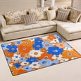 thumbnail image 1 of Non-Slip Area Rug 31"x20" Indoor Washable Floor Mats Carpet Printed for Living Room, Bedroom, Home Decor Orange and Blue Small Flowers, 1 of 7