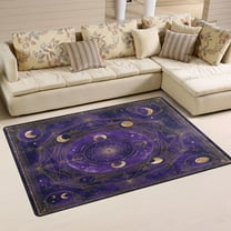 Non-Slip Area Rug 31"x20" Indoor Washable Floor Mats Carpet Printed for Living Room, Bedroom, Home Decor Purple Celestial Pattern