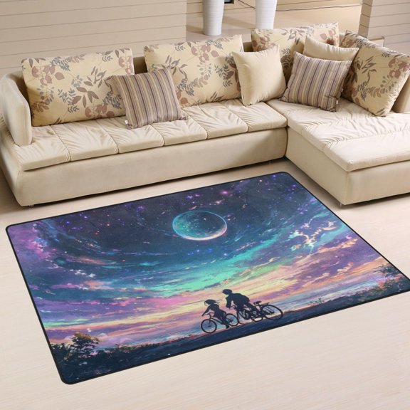 Non-Slip Area Rug 31"x20" Indoor Washable Floor Mats Carpet Printed for Living Room, Bedroom, Home Decor Rainbow Sky Background