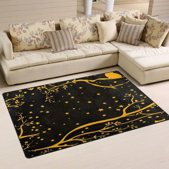 Non-Slip Area Rug 31"x20" Indoor Washable Floor Mats Carpet Printed for Living Room, Bedroom, Home Decor Starry Night Sky