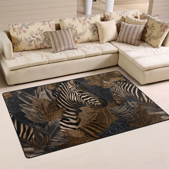Non-Slip Area Rug 31"x20" Indoor Washable Floor Mats Carpet Printed for Living Room, Bedroom, Home Decor Zebra Print