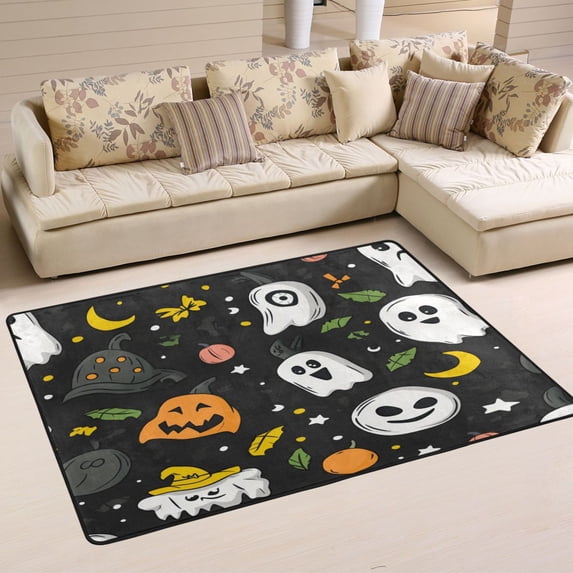 Non-Slip Area Rug 36"x24" Indoor Washable Floor Mats Carpet Printed for Living Room, Bedroom, Home Decor A Variety Of Halloween Elements