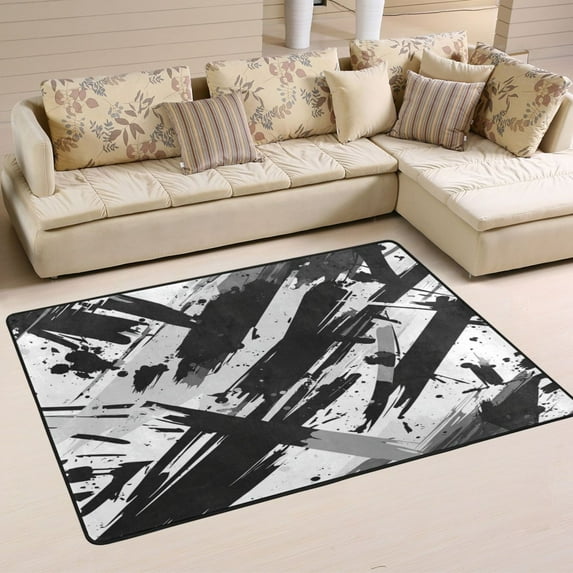 Non-Slip Area Rug 36"x24" Indoor Washable Floor Mats Carpet Printed for Living Room, Bedroom, Home Decor Abstract Brush Strokes