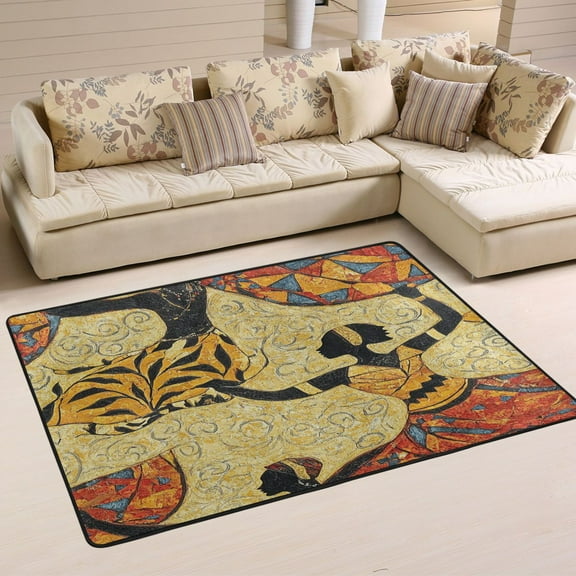 Non-Slip Area Rug 36"x24" Indoor Washable Floor Mats Carpet Printed for Living Room, Bedroom, Home Decor African Faces Decorative