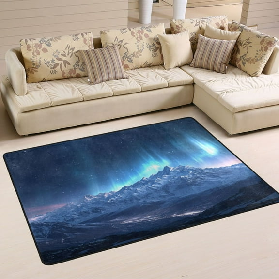 Non-Slip Area Rug 36"x24" Indoor Washable Floor Mats Carpet Printed for Living Room, Bedroom, Home Decor Mountains under The Stars