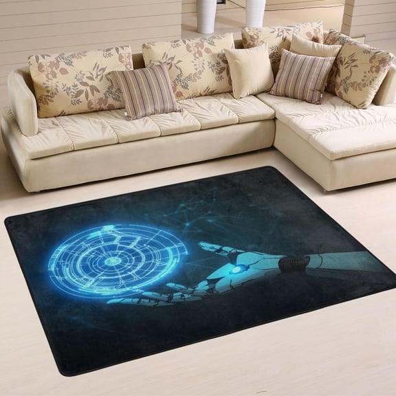 Non-Slip Area Rug 36"x24" Indoor Washable Floor Mats Carpet Printed for Living Room, Bedroom, Home Decor Robot Hand