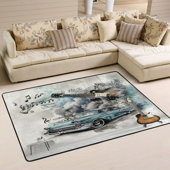 Non-Slip Area Rug 36"x24" Indoor Washable Floor Mats Carpet Printed for Living Room, Bedroom, Home Decor Rock Elements Mural