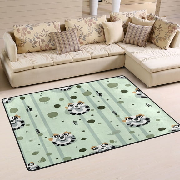 Non-Slip Area Rug 36"x24" Indoor Washable Floor Mats Carpet Printed for Living Room, Bedroom, Home Decor Rolled Lemur Pattern