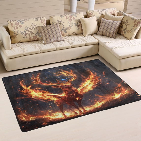 Non-Slip Area Rug 60"x39" Indoor Washable Floor Mats Carpet Printed for Living Room, Bedroom, Home Decor A Mythical Deer