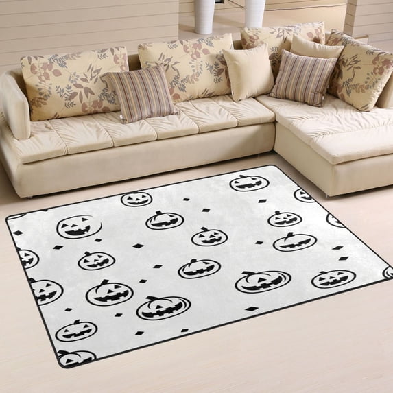 Non-Slip Area Rug 60"x39" Indoor Washable Floor Mats Carpet Printed for Living Room, Bedroom, Home Decor Minimalist Halloween Pattern