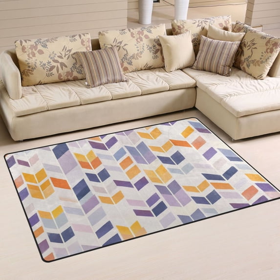 Non-Slip Area Rug 60"x39" Indoor Washable Floor Mats Carpet Printed for Living Room, Bedroom, Home Decor Shape Of Lavender Arrow