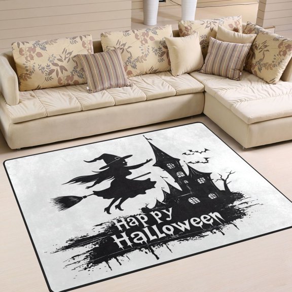 Non-Slip Area Rug 63x48in Indoor Washable Floor Mats Carpet Printed for Living Room, Bedroom, Home Decor A Creepy Castle