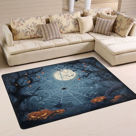 Non-Slip Area Rug 72"x48" Indoor Washable Floor Mats Carpet Printed for Living Room, Bedroom, Home Decor Cartoon Style Spider Web