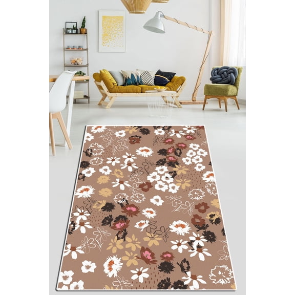 Non-Slip Area Rug, 80 x 47.2 inches, Blue | 100% Polyester, 0.4 in Pile Height, Antibacterial, Machine Washable | Felt Dot Underside for Stability, , Easy Care