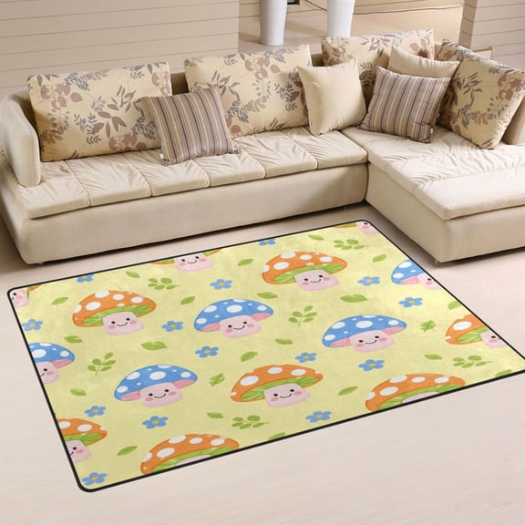 Non Slip Area Rug Living Room Mat Soft Washable Carpet for Home Decor Anthropomorphic Mushroom Pattern 31 x 20 inch