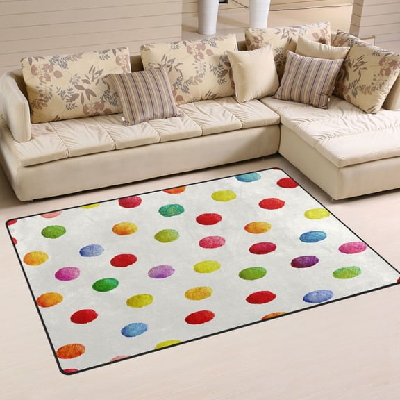 Non Slip Area Rug Living Room Mat Soft Washable Carpet for Home Decor Colored Polka Dots Pattern 31 x 20 inch