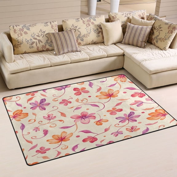 Non Slip Area Rug Living Room Mat Soft Washable Carpet for Home Decor Curled Leaf Pattern 31 x 20 inch