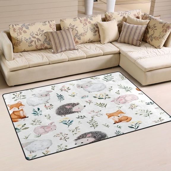 Non Slip Area Rug Living Room Mat Soft Washable Carpet for Home Decor Cute Animals Pattern 31 x 20 inch