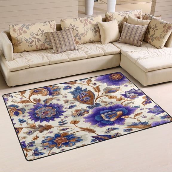 Non Slip Area Rug Living Room Mat Soft Washable Carpet for Home Decor Exquisite and Intricate Flowers 31 x 20 inch