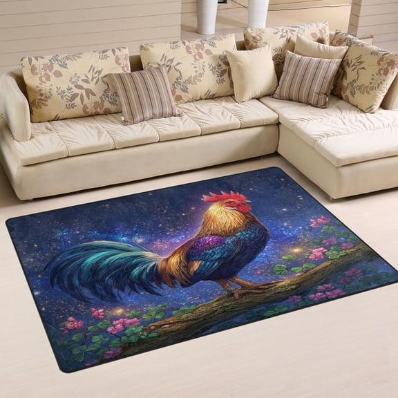 Non Slip Area Rug Living Room Mat Soft Washable Carpet for Home Decor Fantastical Rooster 31 x 20 inch