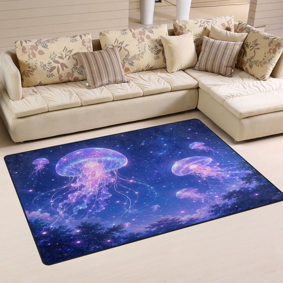 Non Slip Area Rug Living Room Mat Soft Washable Carpet for Home Decor Floating Fluorescent Jellyfish 31 x 20 inch