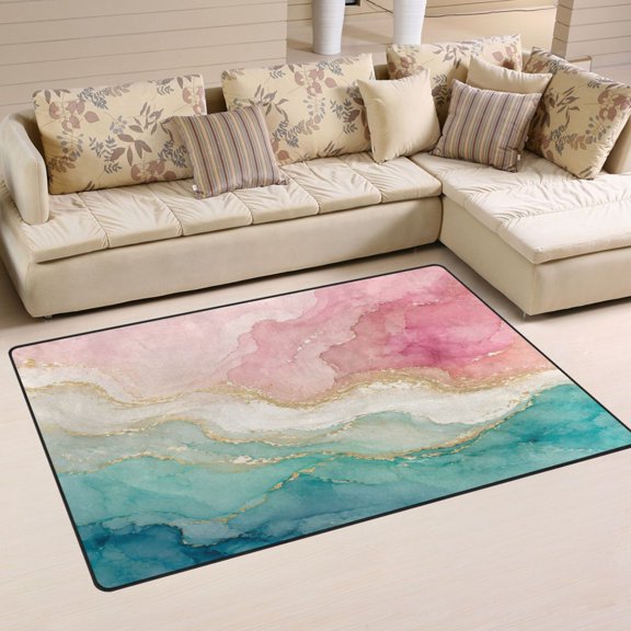 Non Slip Area Rug Living Room Mat Soft Washable Carpet for Home Decor Flowing Geological Textures 31 x 20 inch