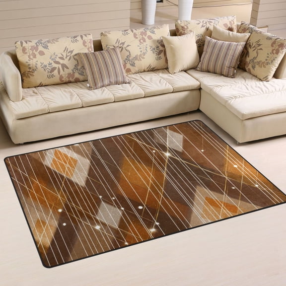 Non Slip Area Rug Living Room Mat Soft Washable Carpet for Home Decor Golden Diamond Pattern 31 x 20 inch