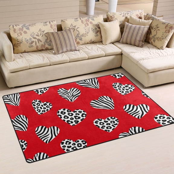 Non Slip Area Rug Living Room Mat Soft Washable Carpet for Home Decor Heart-shaped Animal Motif 31 x 20 inch