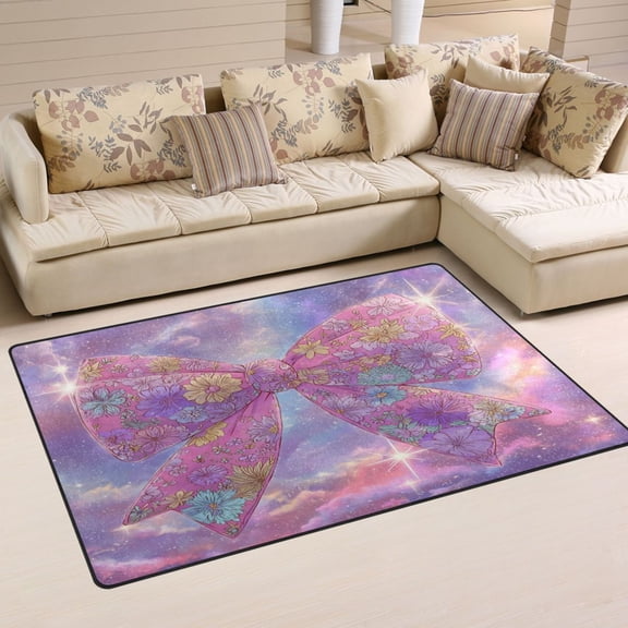 Non Slip Area Rug Living Room Mat Soft Washable Carpet for Home Decor Large Pink Bow Pattern 31 x 20 inch