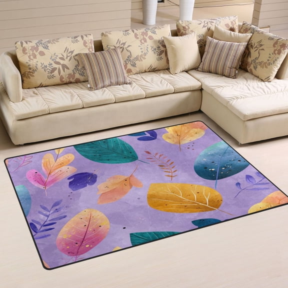 Non Slip Area Rug Living Room Mat Soft Washable Carpet for Home Decor Leaves and Branches Pattern 31 x 20 inch