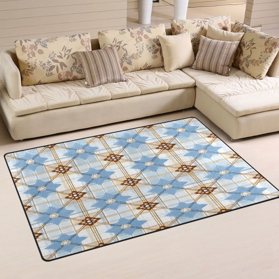 Non Slip Area Rug Living Room Mat Soft Washable Carpet for Home Decor Lght Blue Stars Pattern 31 x 20 inch