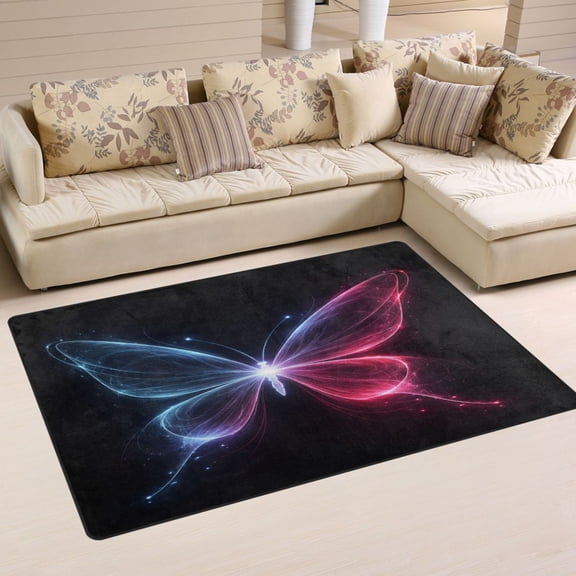 Non Slip Area Rug Living Room Mat Soft Washable Carpet for Home Decor Mysterious and Ethereal Butterflies 31 x 20 inch