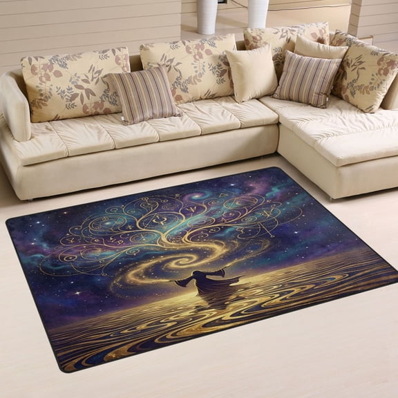 Non Slip Area Rug Living Room Mat Soft Washable Carpet for Home Decor Mystical Silhouette 31 x 20 inch
