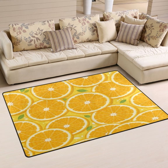 Non Slip Area Rug Living Room Mat Soft Washable Carpet for Home Decor Orange Slice Pattern 31 x 20 inch