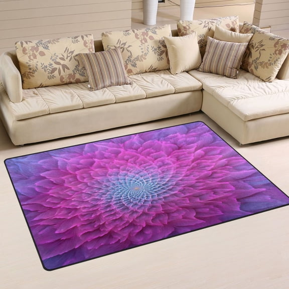 Non Slip Area Rug Living Room Mat Soft Washable Carpet for Home Decor Petal-shaped Spiral Pattern 31 x 20 inch