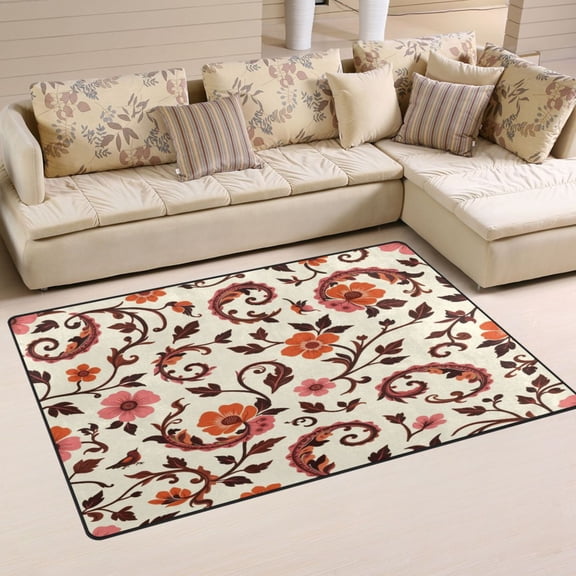 Non Slip Area Rug Living Room Mat Soft Washable Carpet for Home Decor Retro Swirl Pattern 31 x 20 inch