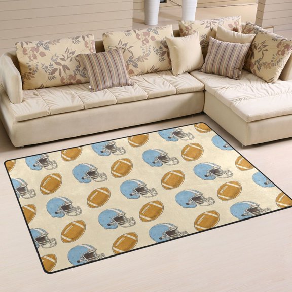 Non Slip Area Rug Living Room Mat Soft Washable Carpet for Home Decor Rugby-themed Patterns 31 x 20 inch